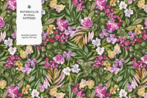 Premium Green Floral Watercolor Pattern Free Download