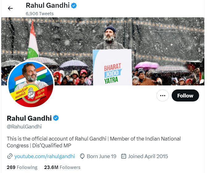 An Image of Rahul GandhiTwitter Profile 