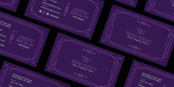 Banner image of Premium Purple Line Shape Card Visit  Free Download