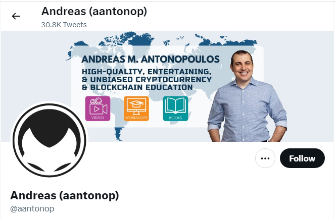A profile image of the twitter account of Andreas (aantonop)