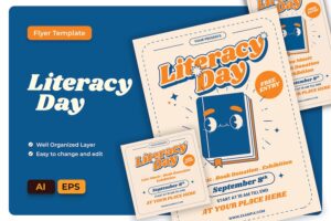 Banner image of Premium Literacy Day Modern Flyer AI EPS Template  Free Download