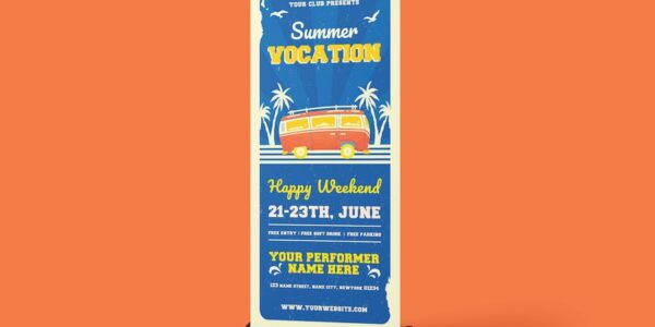Banner image of Premium Summer Vocation Rollup Banner  Free Download