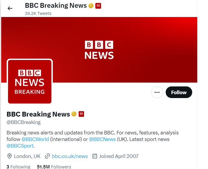 An Image of BBC News twitter profile image