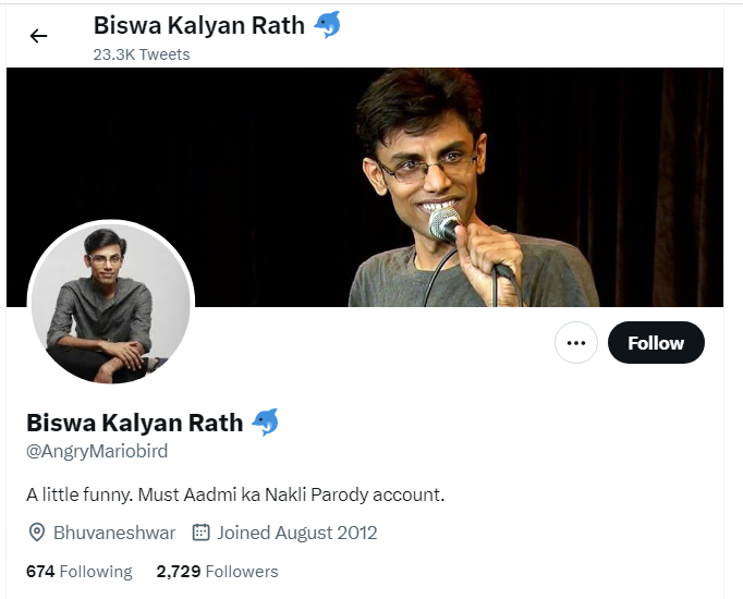 An Image of Biswa Kalyan Rath Twitter Profile