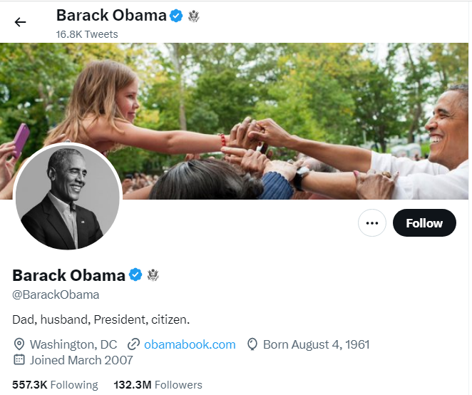 An Image of Barack Obama twitter profile image