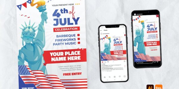 Banner image of Premium America Independence Day Flyer Template  Free Download