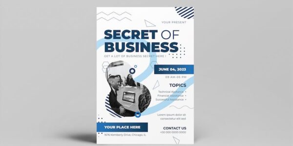 Banner image of Premium White Flat Design Secret of Business Flyer  Free Download