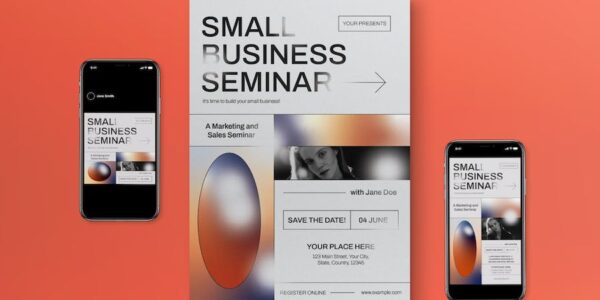 Banner image of Premium White Gradient Small Business Seminar Flyer Set  Free Download