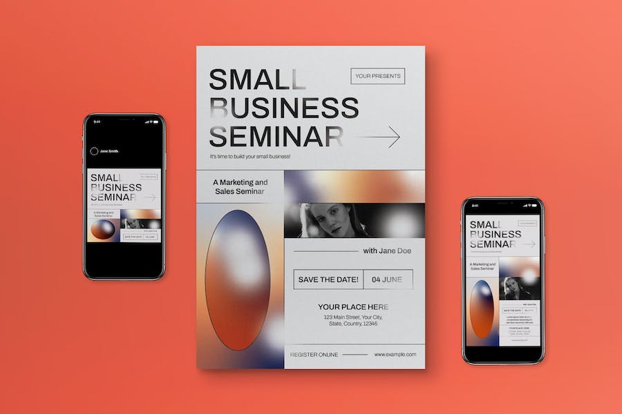Banner image of Premium White Gradient Small Business Seminar Flyer Set  Free Download