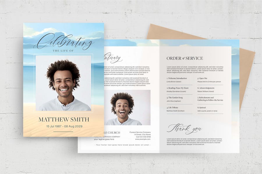 Banner image of Premium Beach Funeral Program Template  Free Download