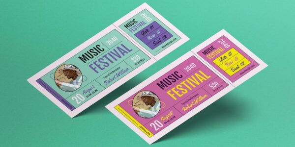 Banner image of Premium Pink Modern Music Festival Ticket  Free Download