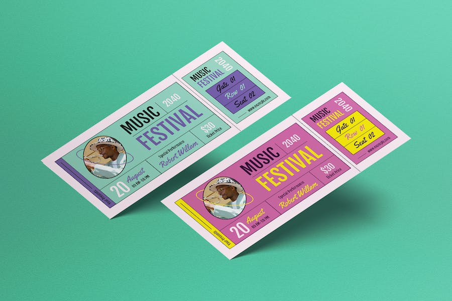 Banner image of Premium Pink Modern Music Festival Ticket  Free Download