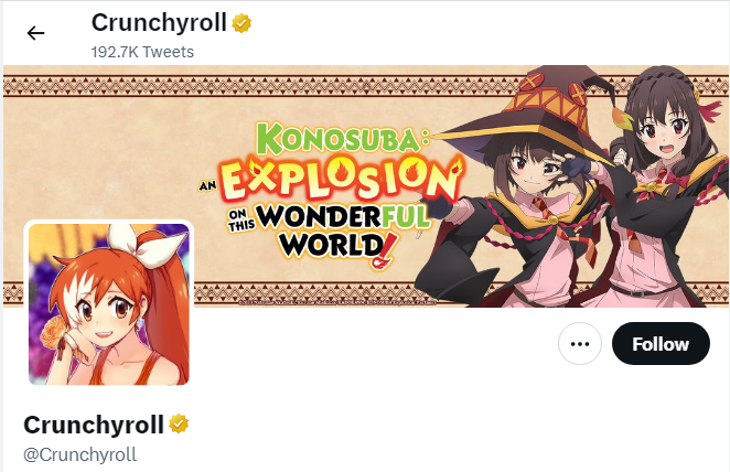 A profile image of the twitter account of Crunchyroll