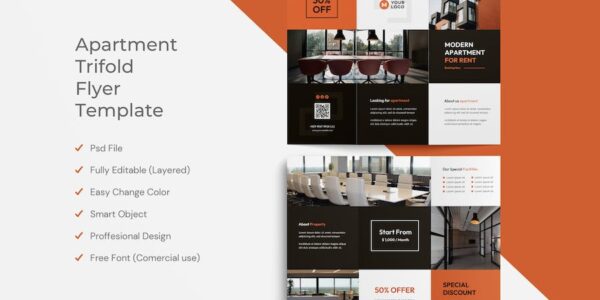 Banner image of Premium Apartment Trifold Flyer Template Design  Free Download