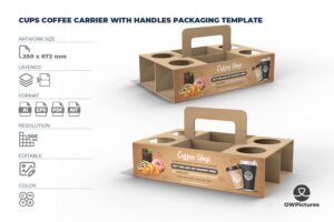 Banner image of Premium Cups Coffee Carrier Packaging Template  Free Download