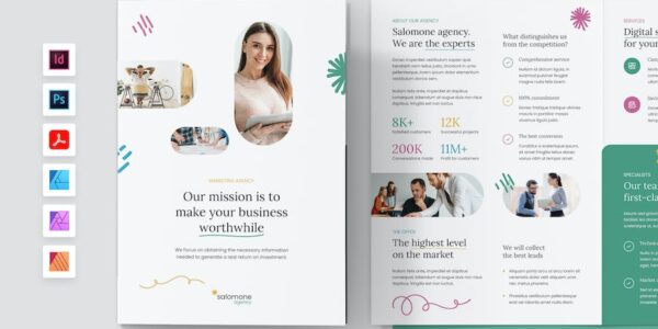 Banner image of Premium Marketing Agency Brochure Bi-Fold Template  Free Download