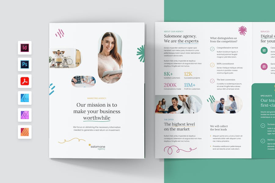 Banner image of Premium Marketing Agency Brochure Bi-Fold Template  Free Download