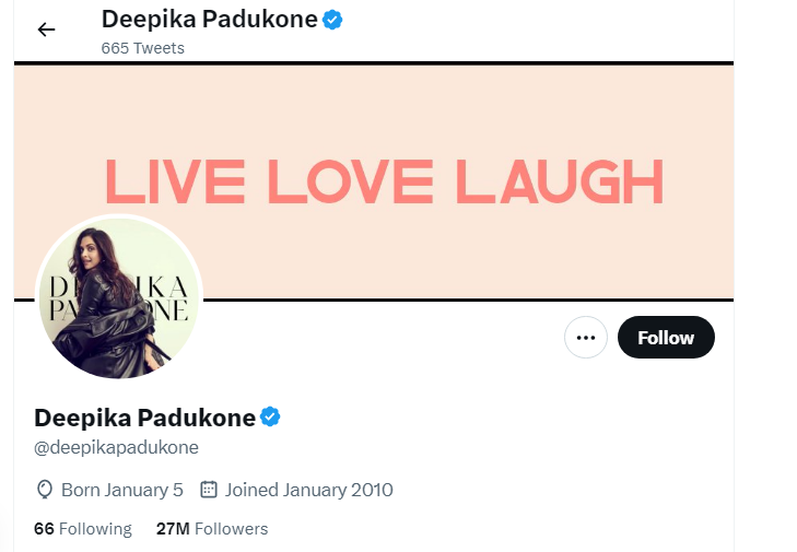 An Image of Deepika Padukone Twitter Profile