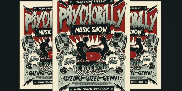Banner image of Premium Retro Psychobilly Rockabilly Music Flyer  Free Download