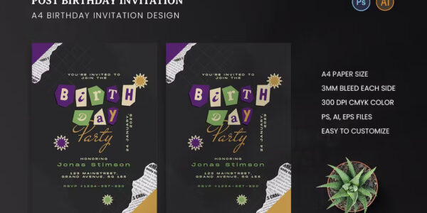 Template image of Premium Post Birthday Party Invitation Free Download