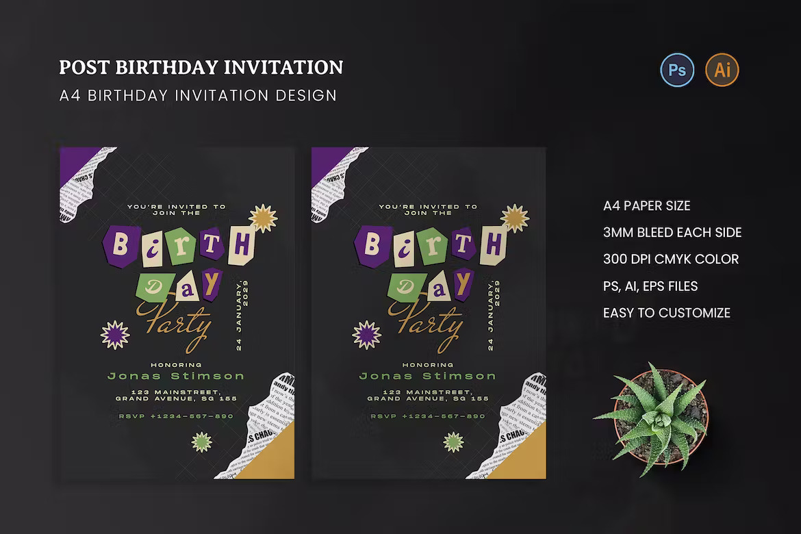 Template image of Premium Post Birthday Party Invitation Free Download