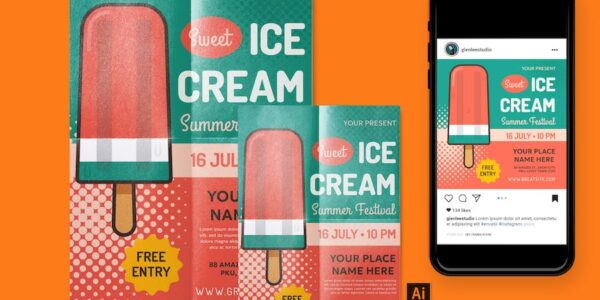 Banner image of Premium Ice Cream Day Flyer Poster Instagram Post  Free Download
