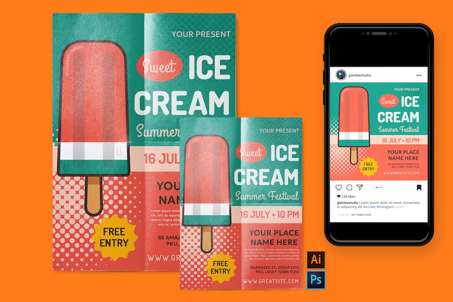 Banner image of Premium Ice Cream Day Flyer Poster Instagram Post  Free Download