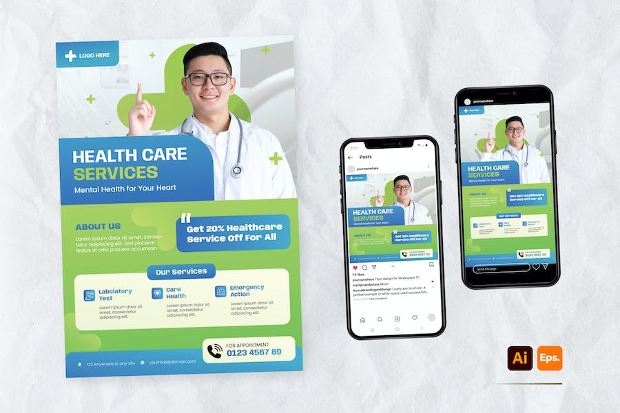 Banner image of Premium Health Care Service Flyer Template  Free Download