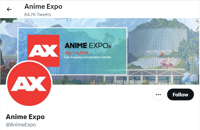 A profile image of the twitter account of Anime Expo
