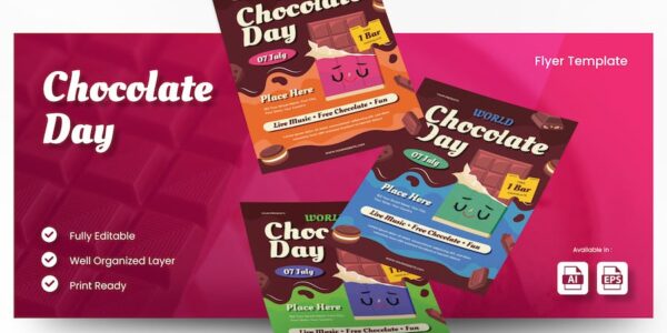 Banner image of Premium Chocolate Day Flyer AI/EPS Template  Free Download