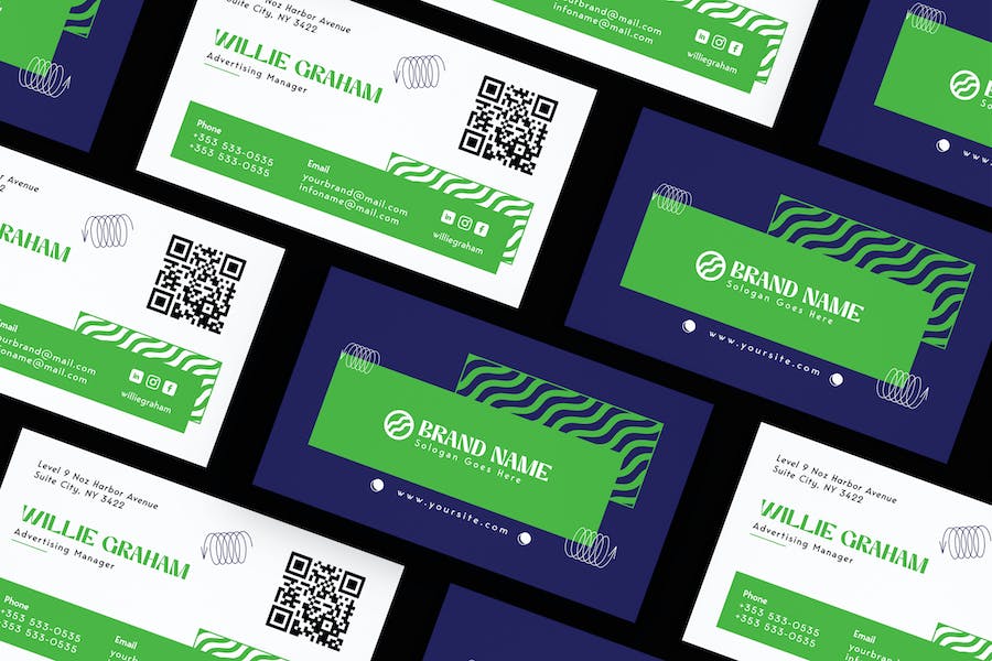 Banner image of Premium Abstract Shape Green Card Visit  Free Download