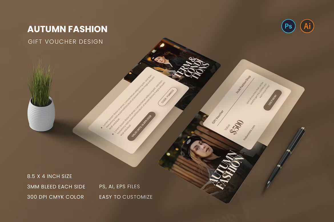 Template image of Premium Autumn Fashion Gift Voucher Free Download