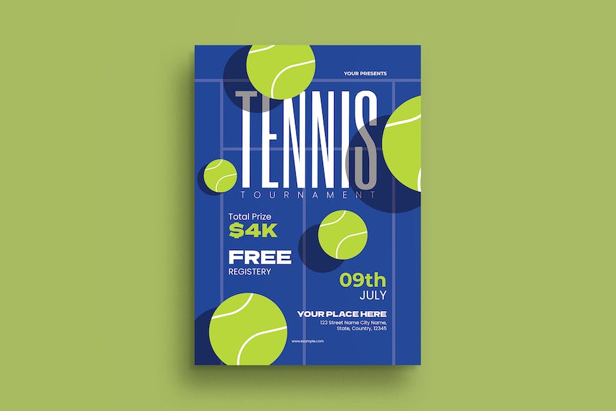 Banner image of Premium Blue Geometric Tennis Tournament Flyer  Free Download