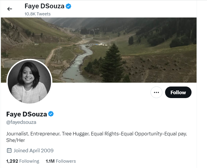 An Image of Faye D'Souza Twitter Profile