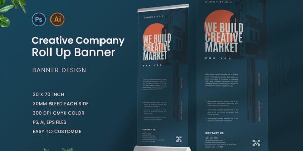 Banner image of Premium Creative Company Roll Up Banner  Free Download