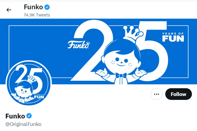 A profile image of the twitter account of Funko
