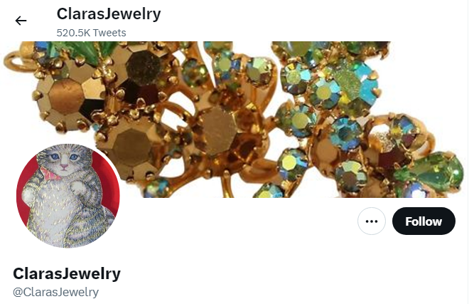 A profile image of the twitter acoount of ClarasJewelry