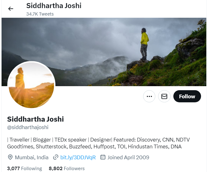 An Image of Siddhartha Joshi Twitter Profile