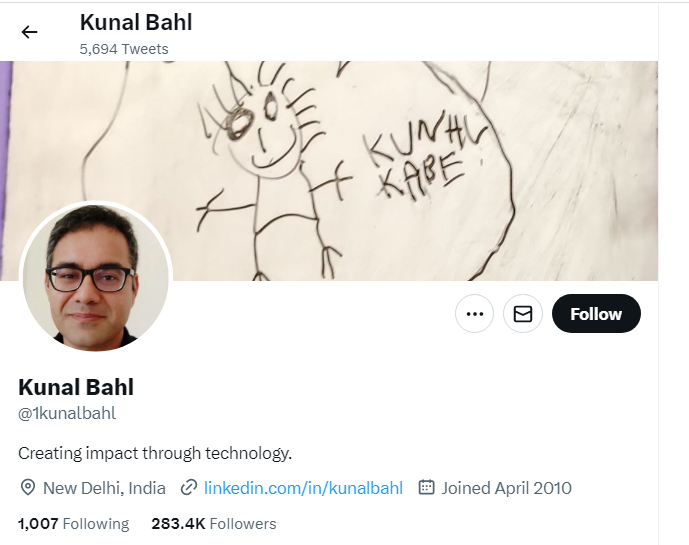 An Image of Kunal BahlTwitter Profile