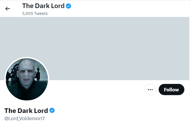 A profile image of the twitter account of The Dark Lord