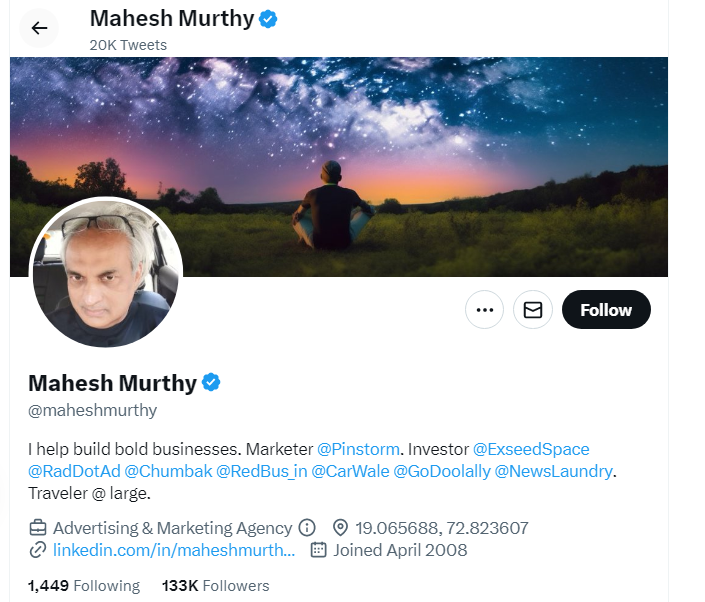 An Image of Mahesh Murthy Twitter Profile