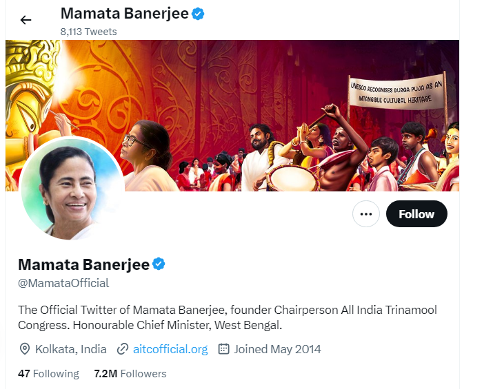 An Image of Mamata Banerjee Twitter Profile 