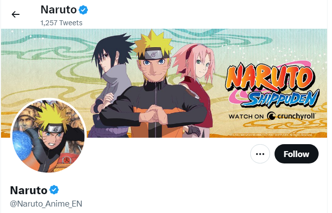 A profile image of the twitter account of Naruto