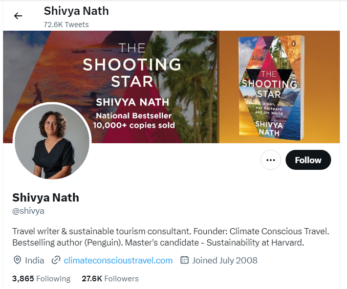 An Image of Shivya Nath Twitter Profile