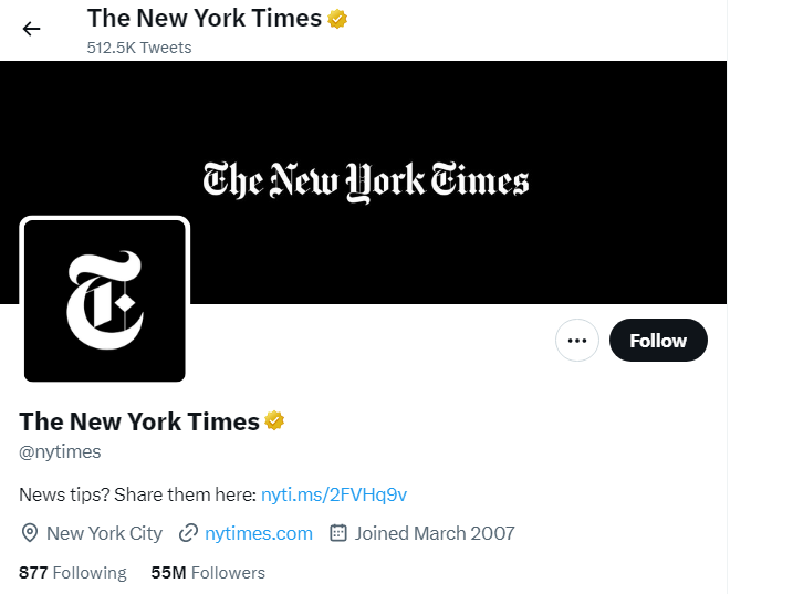 An Image of The New York Times twitter profile image