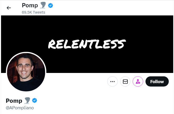 A profile image of the twitter account of Anthony Pompliano