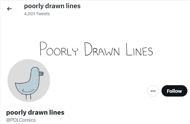 A profile image of the twitter account of poorly drawn lines