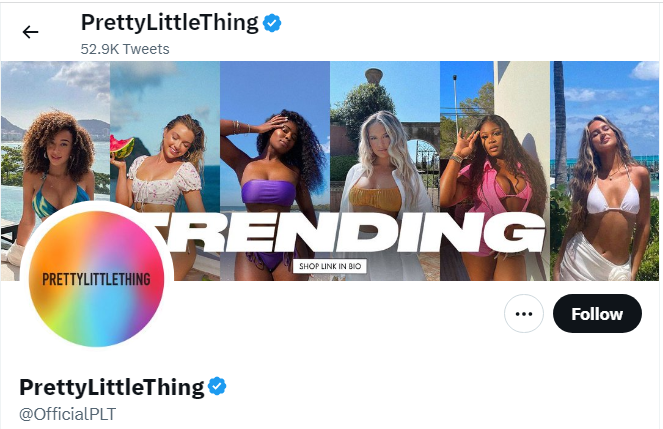 A profile Image of the official twitter account of PrettyLittleThing