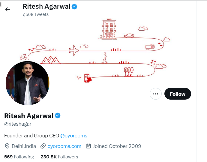 An Image of Ritesh Agarwal Twitter Profile