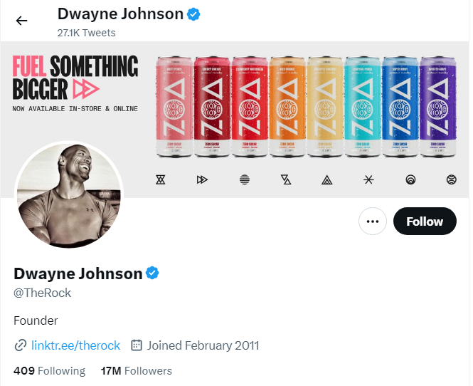 An profile Image of the official twitter account of Dwayne Johnson
